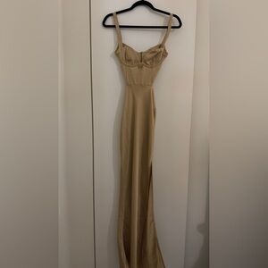 Elegant Tan Maxi Dress